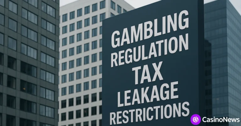 Sign in cityscape listing gambling regulation issues like tax leakage and restrictions.